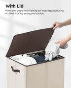 SOLEDI Laundry Hamper with Lid 130L Large & Tall Collapsible Laundry Basket, Clothes Hamper with Bag Removable Easy to Carry, Dirty Hampers for Bedroom, Bathroom, Dorm, College, Beige