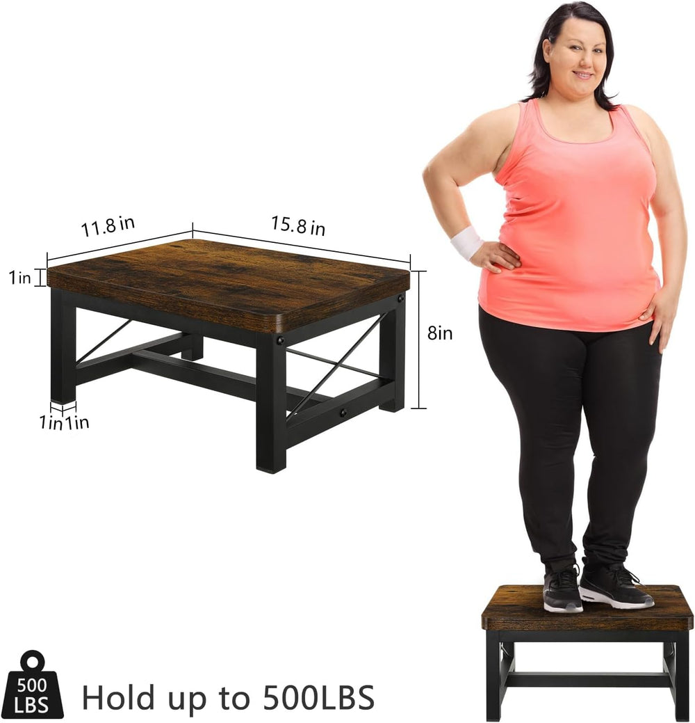 Wooden Step Stool for Adults, Heavy Duty Step Stool for High Bed with Non-Sli...