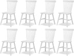 LUE BONA Windsor Dining Chair, Dining Chairs Set of 8, Spindle Back Wood Kitchen Chairs Wooden Dining Chair, Farmhouse Dining Chairs for Kitchen and Dining Room, White