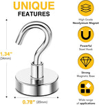 DIYMAG Magnetic Hooks, 50 LB Heavy Duty Magnets, 6 Packs Strong Rare Earth Neodymium Magnet Hook for Hanging, Magnetism Hanger for Curtain, Home, Kitchen, Workplace