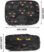 Funny Black Cat Pattern Pill Organizer Travel Medicine Case with Zipper Daily Vitamin Storage Bag Portable 8 Slot Weekly Pill Box Supplement Holder for Home Office Gym Travel