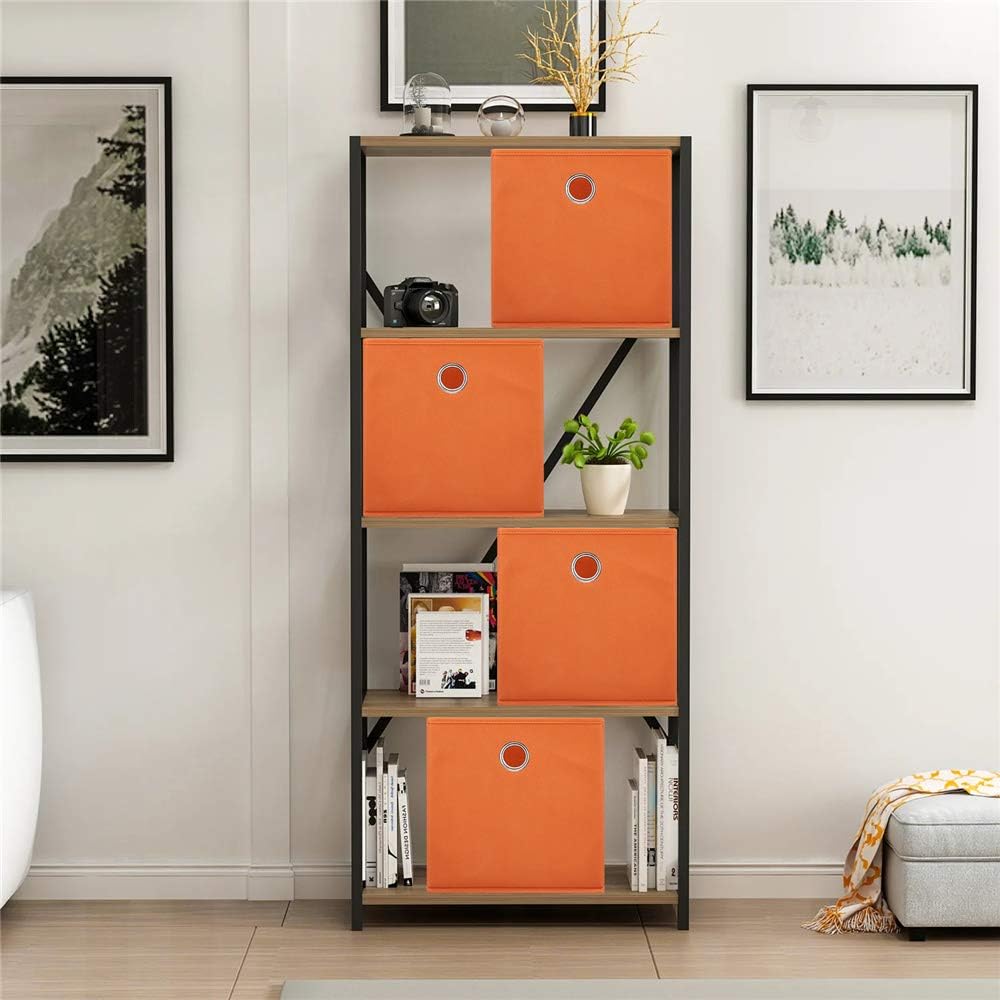 Orange Storage Cubes Bins 11x11x11 Cubicle Cubes Organizer Baskets Fabric Storage Drawers Foldable Cubes Storage Boxes Collapsible Cubes Inserts Storage for Closet Organizer Shelves ,QY-SC20-3