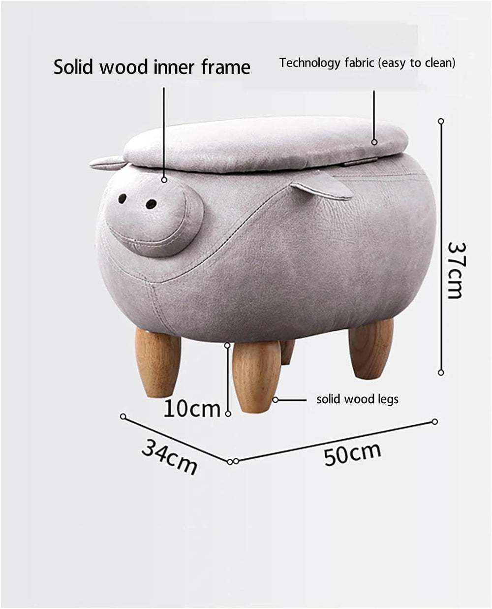 19.6-Inch Multi-Functional Footstool, Entryway Storage Stool, Unique Pig Desi...