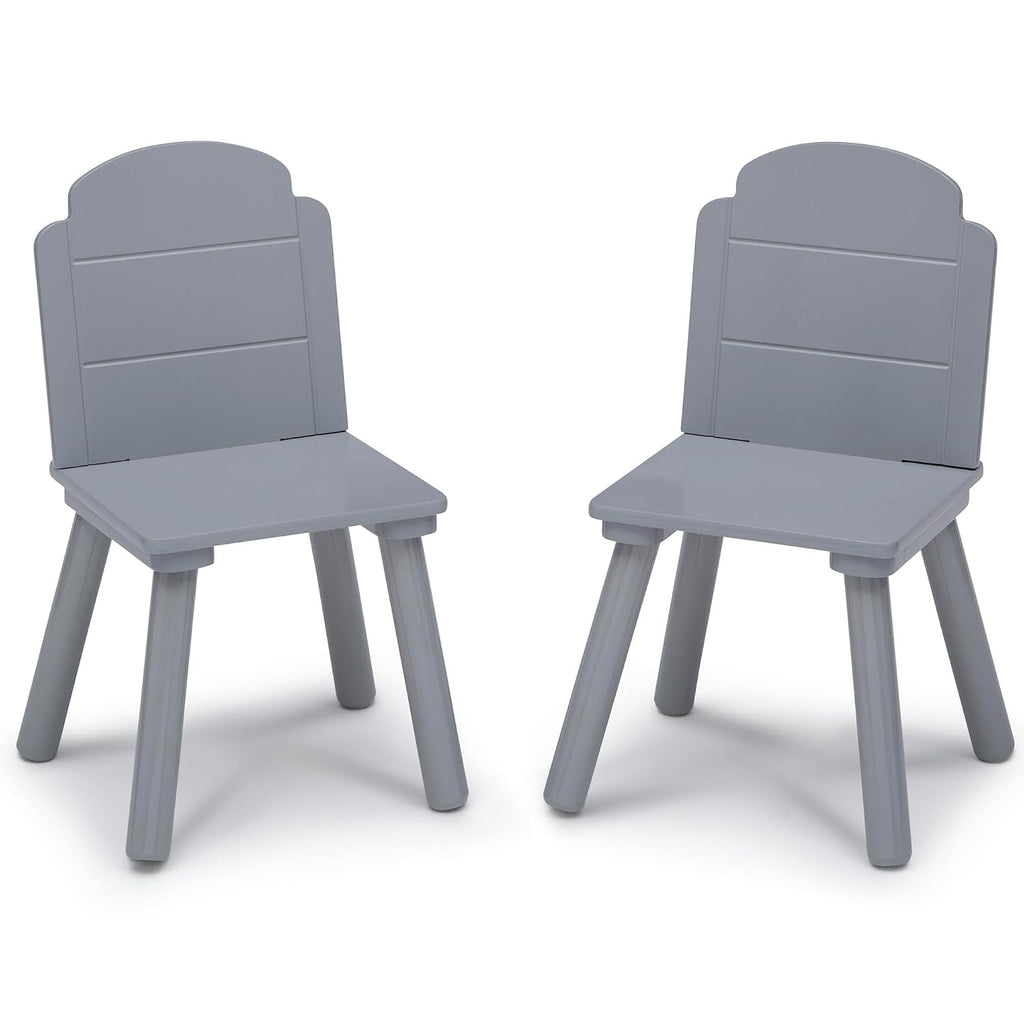 Delta Children Finn Table and Chair Set with Storage, White/Grey