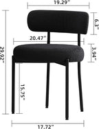 DYHOME Black Boucle Dining Chairs Set of 4, Modern Upholstered Dining Chairs with 4" Thick Cushion and Sturdy Metal Legs for Dining Room, Kitchen