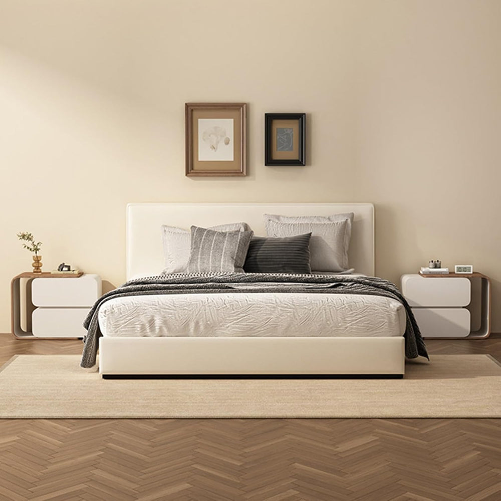 Bedside Furniture with Leather Finish, Retractable Nightstands for Bedroom, B...