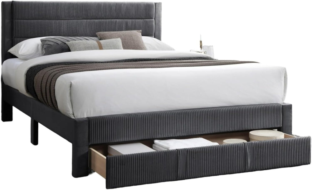 Corduroy Upholstered Platform Bed Frame with Horizontal Channel Tufting Woode...