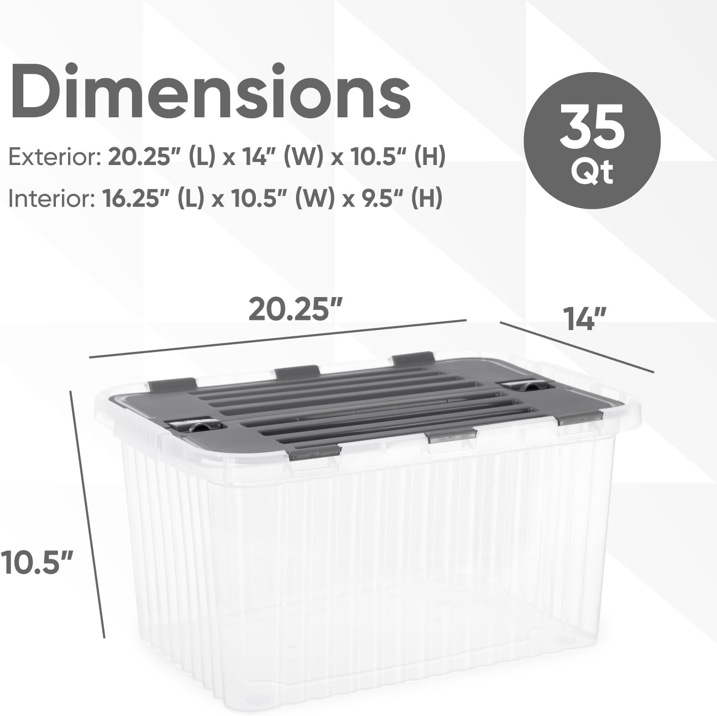 Superio Storage Bins with Lids- Clear Boxes for Organizing, Stackable Plastic Containers- BPA Free, Non-Toxic, Odor Free, Organizer for Home, Office, Dorm (6 Pack, 20.25"x14"x10.5")
