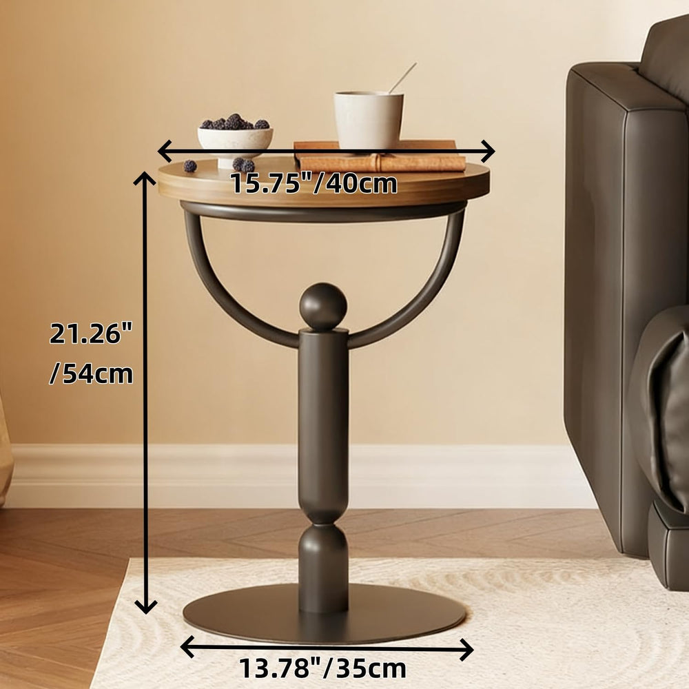 YUNMUARY-Modern Side Tables Living Room, Black Round End Table, Mid Century E...