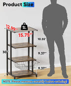 Media Stand with Detachable Baskets, 4-Tier AV Media Stand Corner Shelf for DVD Players/Cable Boxes/Games Consoles, Audio Storage Rack for Living Room, Gaming Room, Music Studio, Black