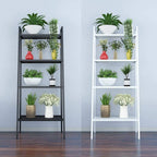 4-Tier Metal Ladder Shelf, Multifunctional Ladder Bookshelf Plant Flower Stand Storage Rack Shelves Bookcase with Metal Mesh Layers for Home Living Room Office (White)