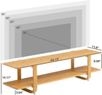HollyHOME Bamboo TV Stand with Storage for TVs up to 65'', Modern Entertainment Center with 2 Open Shelf, Accent TV Media Console Table for Living Room, Bedroom, 55"(L), Burlywood