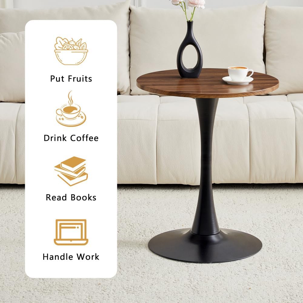 Round Dining Table, 23.6" Circle Tulip Table with Thickened Tabletop &am...