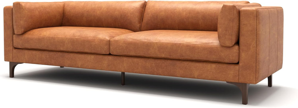 Valencia Mary Leather Couch 93" | Top Grain Nappa 11000 Leather Wide Sea...
