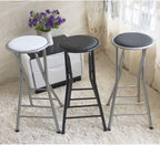 Portable Round Folding Bar Stool, High Chair, Backless Fold up Stool for Home Adults Kitchen Garden, Sitting Height 70cm(27.5inch) (Color : Black)