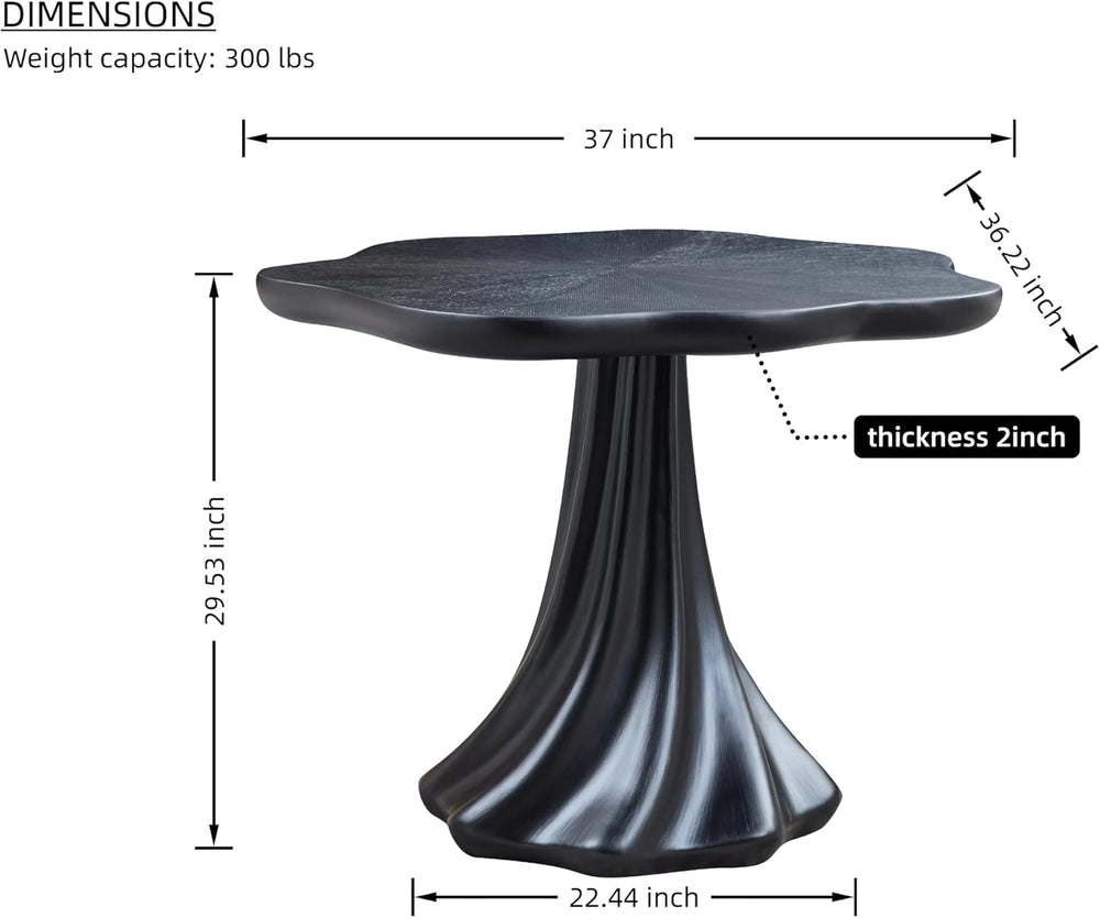 37" Round Modern Dining Table – Flower Shape Top, Twisted Pedestal Base,...