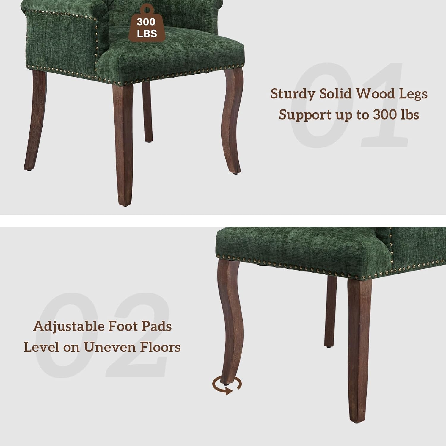 3-Piece Round Dining Table Set for 2, 31.5” Small Kitchen Table with Storage Base & 2 Upholstered Tufted Chairs, Space Saving Breakfast Nook Set for Apartment, Bistro, Small Dining Room(Green Chair)