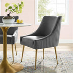 Modway Discern Pleated Back Upholstered Performance Velvet Dining Chair, Gray