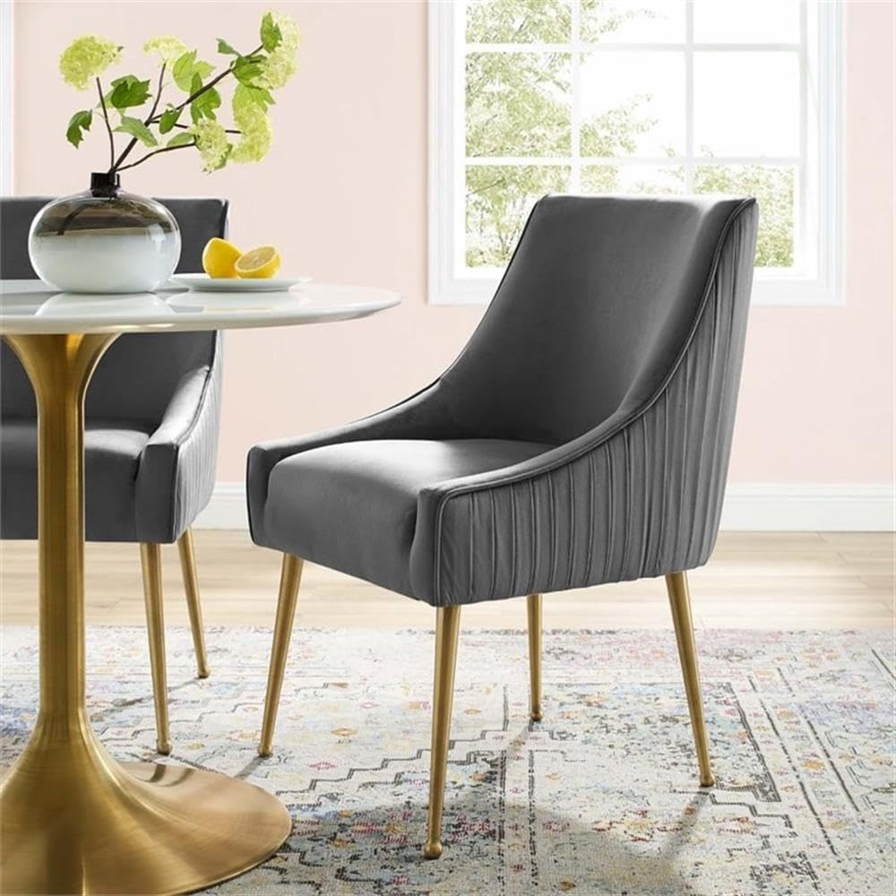 Modway Discern Pleated Back Upholstered Performance Velvet Dining Chair, Gray