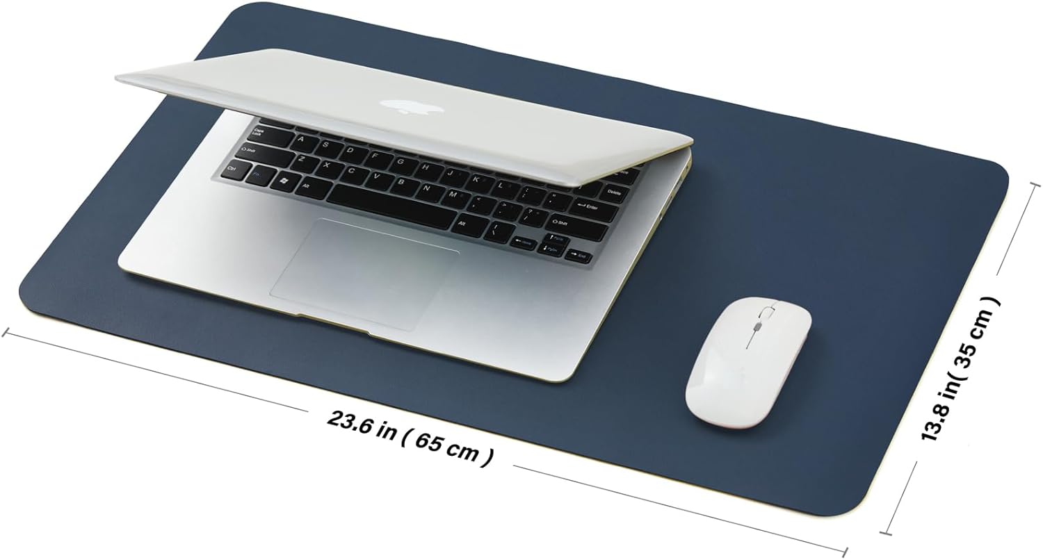 Cork Desk Mat - Small Dual-Sided Desk Pad for Office and Home - Desk Organization and Accessories - Ideal for Large Mouse Pad and Small Desk Mats on Top of Desks(Dark Blue,23.6"x 13.8")