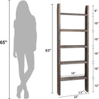 Natsukage Rustic Wooden Blanket Ladder - Farmhouse Decorative Ladder Shelf for Living Room, Bathroom, Bedroom (63" x 22", Rustic Walnut)