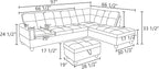 L Shaped Sectional Sofa with Ottoman, Modern Couches for Living Room, Microfiber Facing, Bedroom, Office