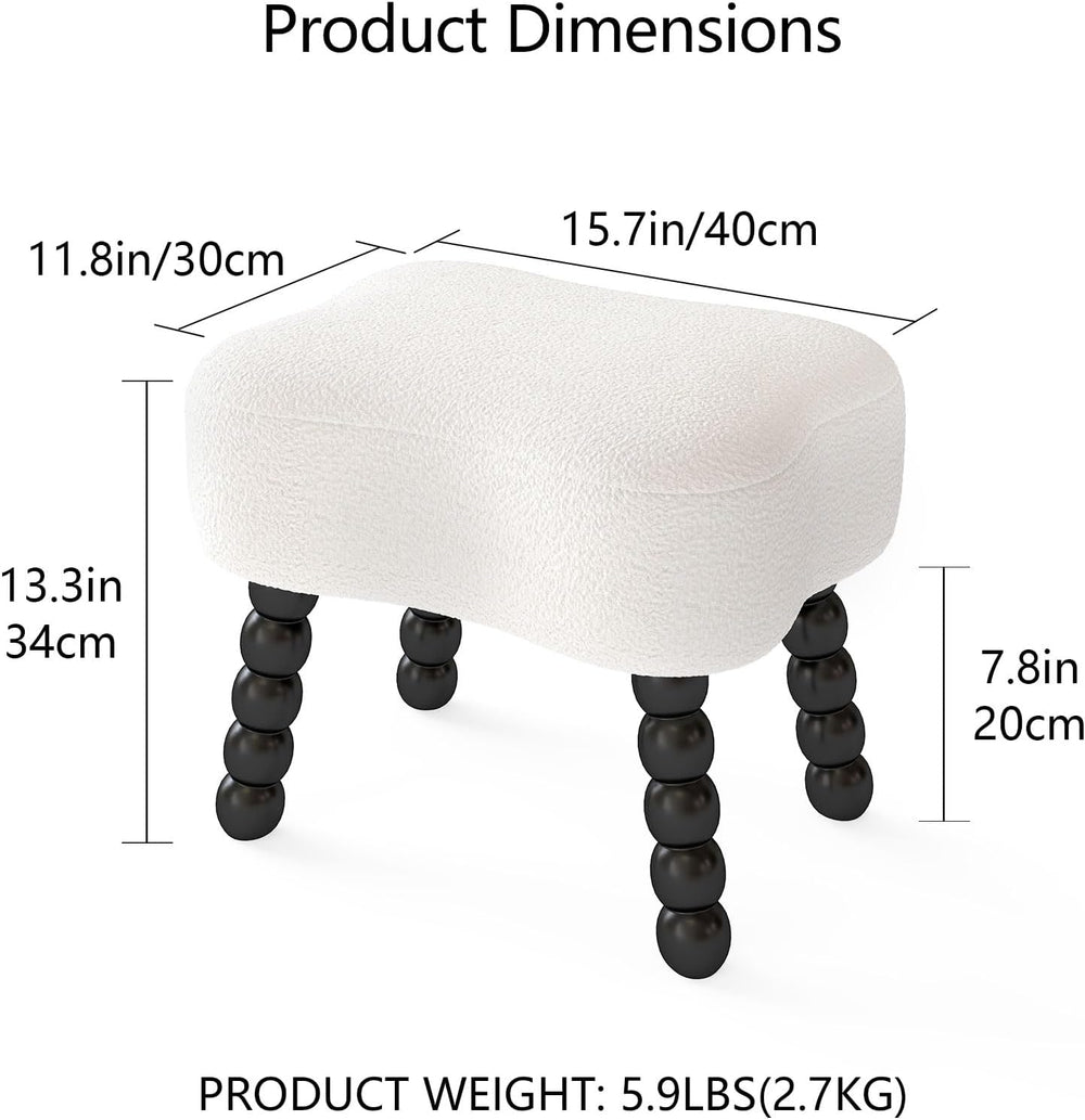 White Ottoman, Small Footrest with Storage Space, Unique Shaped Ottoman with ...