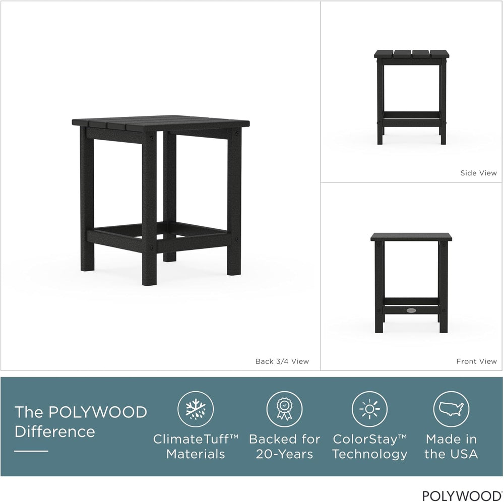 POLYWOOD Long Island 18" Side Table, Black