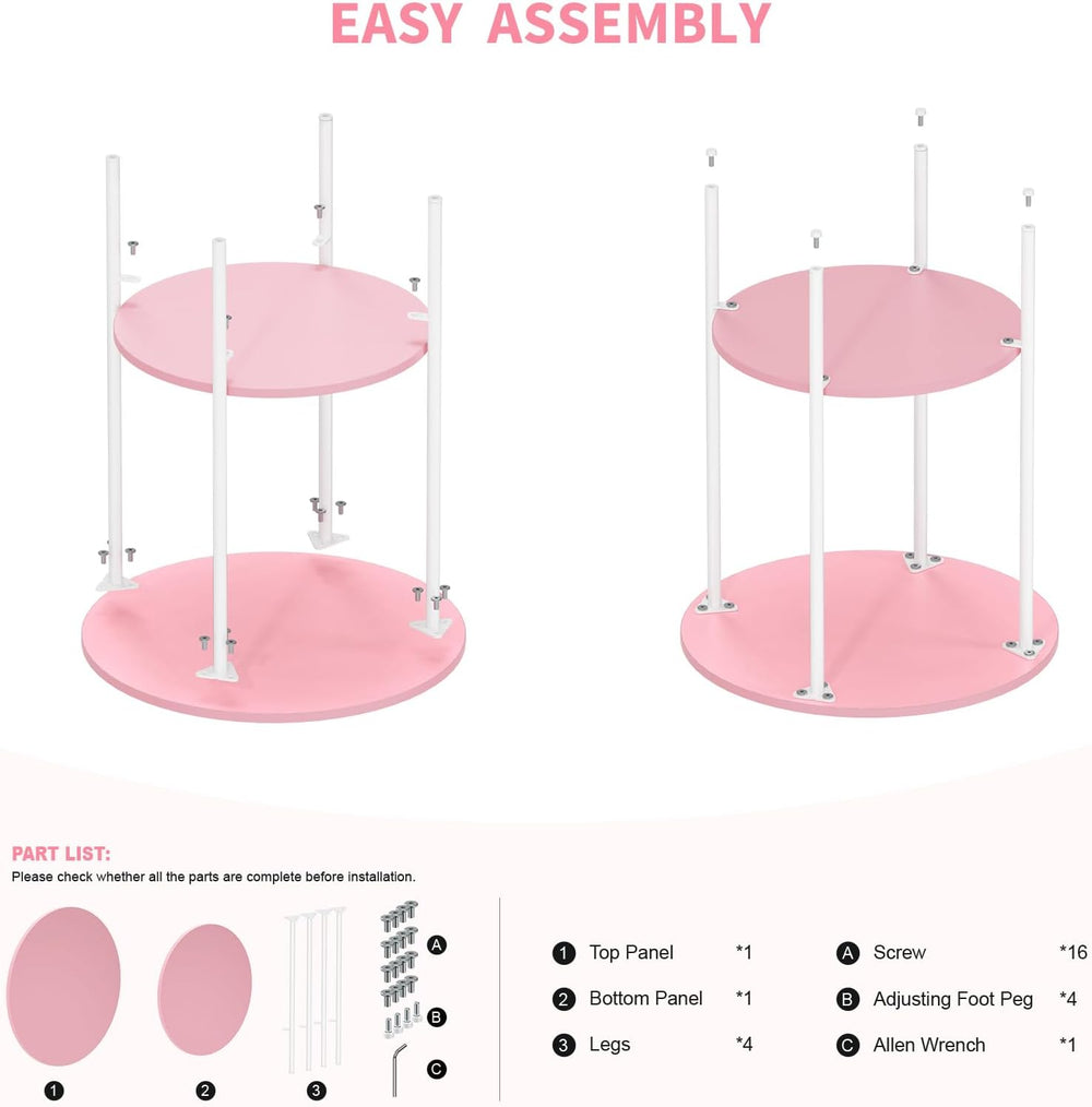 Side Table,Round End Table with 2 Storage Shelves| Compact Side Tables for Li...