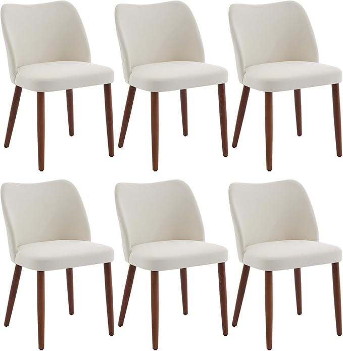 Dining Chair Set of 4, Linen Upholstered Dining Chair with Solid Wood Legs, W...