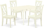 East West Furniture MZCL5-LWH-W 5 Piece Dinette Set for 4 Includes a Rectangle Dining Room Table with Dropleaf and 4 Dining Chairs, 36x54 Inch, Linen White