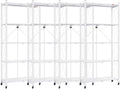 DEANIC 5 Tier Foldable Storage Shelves with Wheels, Large Capacity Shelving Unit, Freestanding Metal Wire Shelf Rack, No Assembly Organizer Rack for Garage Kitchen, Basement, Pantry(White Pack of 4)