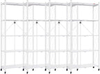 DEANIC 5 Tier Foldable Storage Shelves with Wheels, Large Capacity Shelving Unit, Freestanding Metal Wire Shelf Rack, No Assembly Organizer Rack for Garage Kitchen, Basement, Pantry(White Pack of 4)