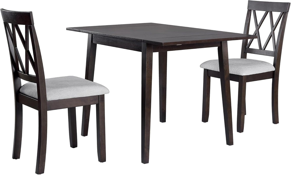Merax Farmhouse Wooden Dining Set of 3, 45.6 inch Extendable Kitchen Table wi...