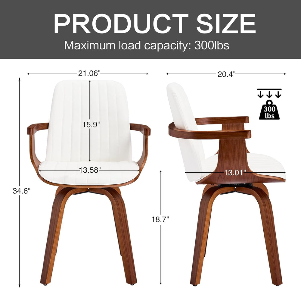 VipDesk Swivel Dining Chairs Set of 2 - Mid Century Modern Kitchen Chairs for...