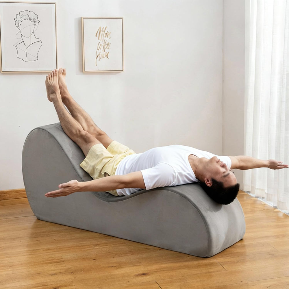 Yoga Chaise Lounge Chair, Velet Yoga Lounge Chair for Stretching Relaxation w...