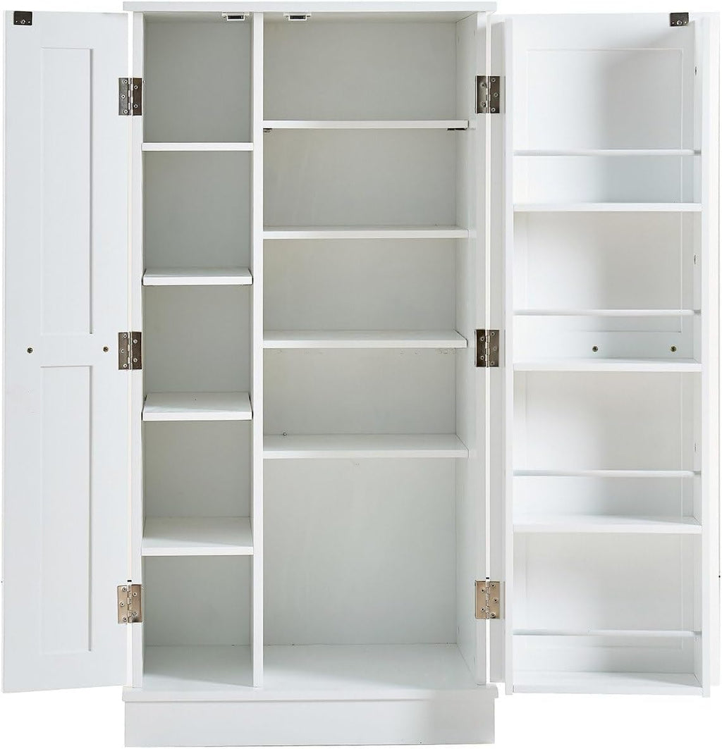 Kitchen Pantry Storage Cabinet with Adjustable Shelves, 47" Tall Free Standing Food Organization Cabinet for Kitchen Dining Room, Compact Space Saving Design for Craft Room