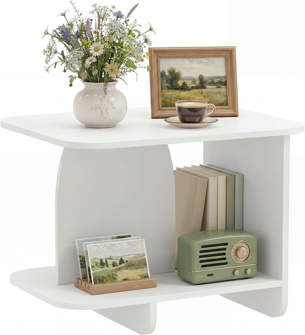 Giantex 2-Tier End Table, Modern Sofa Side Table with Open Storage Shelf, Woo...