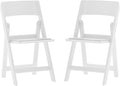 Flash Furniture Hercules Tucker Commercial White Resin Folding Chair - Lightweight, Vinyl Padded Removable Seat, Indoor Outdoor Use, Event & Wedding Ready, Set of 2