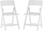 Flash Furniture Hercules Tucker Commercial White Resin Folding Chair - Lightweight, Vinyl Padded Removable Seat, Indoor Outdoor Use, Event & Wedding Ready, Set of 2
