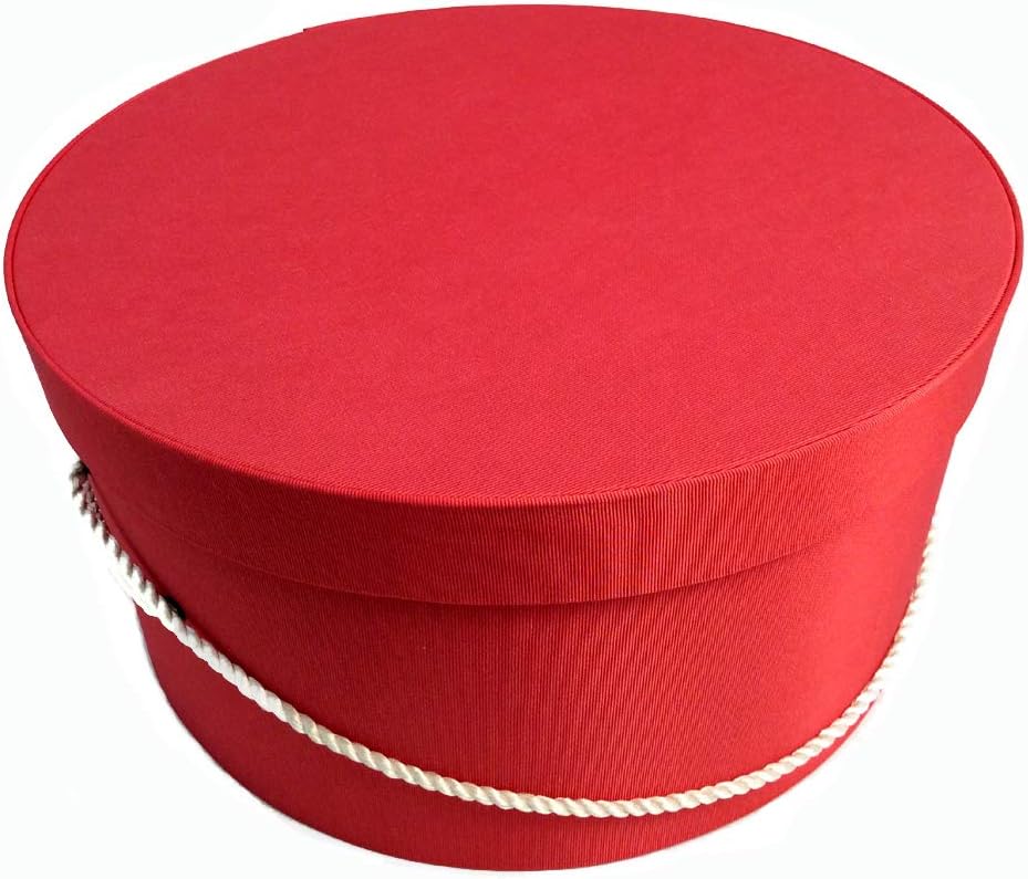 Sarah's Hat Boxes Classic Coral Hat Box – 11" x 5.5" (Dia. x Ht.) Handmade in USA – Odorless Non-Toxic Adhesive, Cording Handle – Premium Storage for Hats & Accessories