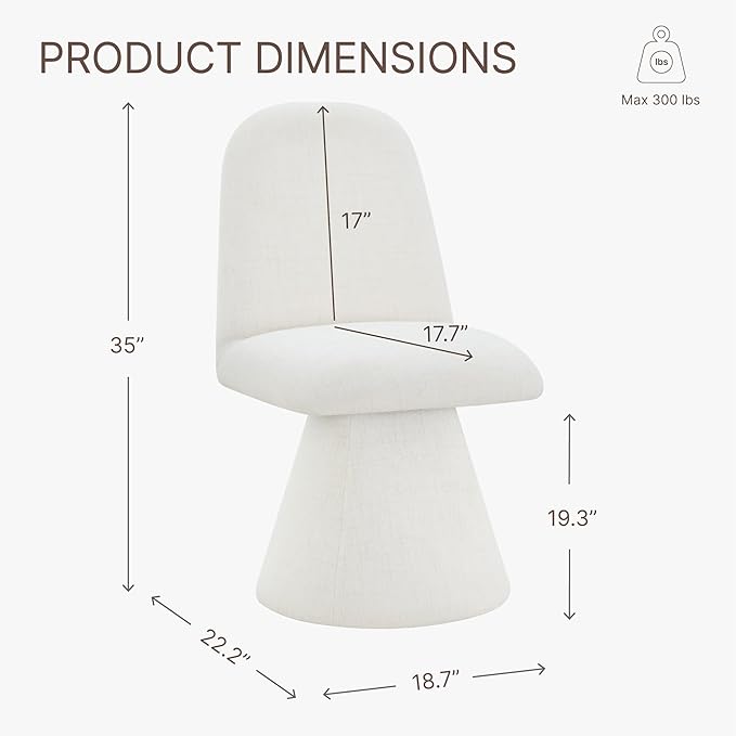 Swivel Dining Chairs Set of 1, Modern Upholstered Dining Chair Mid Century Kitchen Chairs with Wave Shaped High Back, 360 Degree Rotating Vanity Chair for Dining Room, Bedroom, Farmhouse, Beige