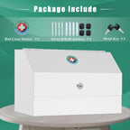 KYODOLED Wall Mount Medicine Lock Box, Drug Cabinet with Key, Large Capacity Secure Steel Prescription, First Aid Kit for Emergencies Home and School use, White, 12.2 * 5.9 * 7.87 inch