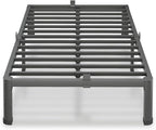 10 Inch Twin Size Bed Frame, 3500Lbs Heavy Duty Metal Platform with Round Corner Legs Mattress Slide Stopper, Steel Slat Support No Box Spring Needed, Noise Free, Non-Slip, Easy Assembly