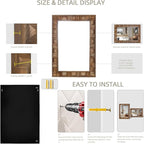22x30 Inch Farmhouse Rectangular Wall Mirror, Rustic Wooden Frame Decorative Mirror for Bathroom Vanity, Bedroom, Living Room & Entryway – Vertical or Horizontal Hanging