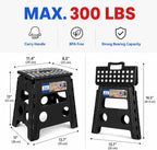 ACKO 13 Inch Folding Step Stool 3-Piece Set, 300 LB Capacity Plastic Foldable Stools with Handle, Non-Slip Bundle (Black & Black & Gray)