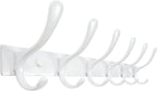 SKOLOO Heavy Duty Wall Mounted Coat Rack - 6 Hooks, Stainless Steel, Sturdy Coat Hooks for Hanging Clothes, Jacket, Hat, White