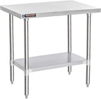DuraSteel 24x36 Stainless Steel Work Table - NSF Commercial Prep Metal Table - Outdoor Pizza Oven Stand w/Under Shelf - Kitchen Island Laundry Utility Garage Microwave Stand Large Rolling Storage Cart