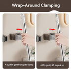 4 Pack Heavy Duty Mop Holder Wall Mount, Strong Adhesive Hanger for Broom Closet Organizer, Space Saving Utility Hooks for Bathroom Kitchen Garage Storage