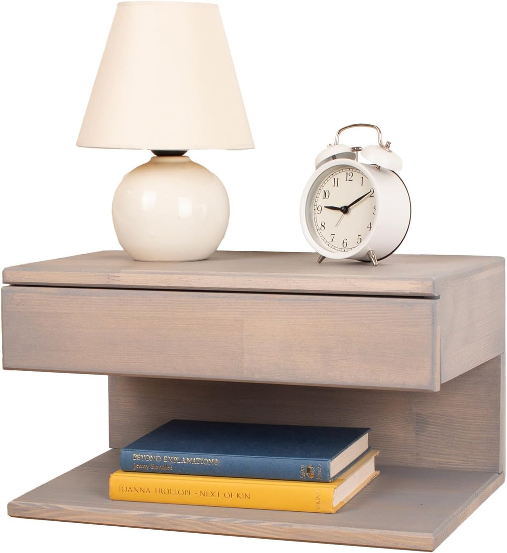 Floating Nightstand Side Accent or End Table with Storage Drawer, Wood Bedside Shelf, Handmade Floating Table, Nightstand Shelf (Istanbul)